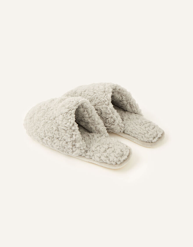 Fluffy Mule Slippers, Grey (GREY), large