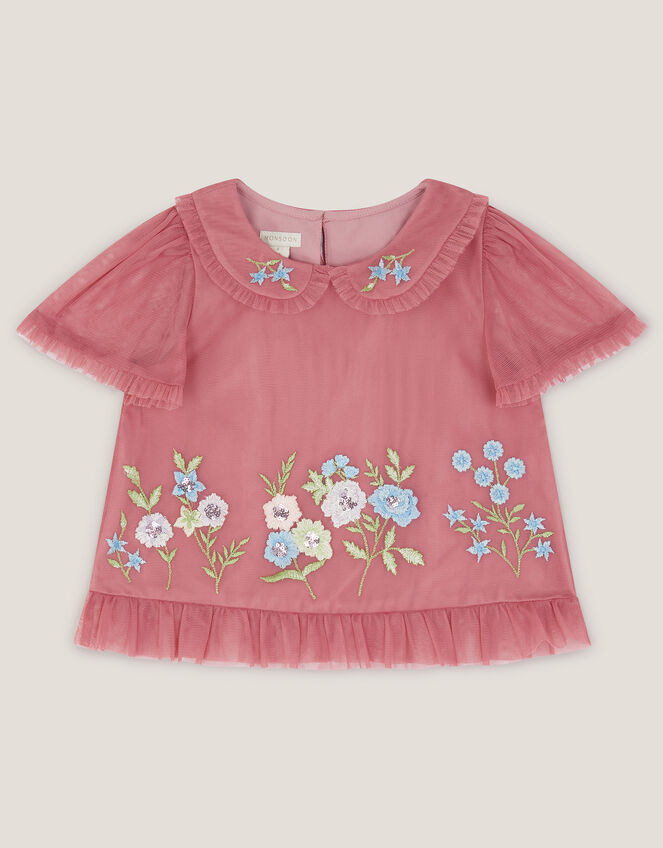 Kristi Embroidered Tulle Top, Pink (DUSKY PINK), large