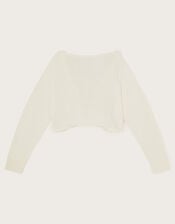 Flora Corsage Trim Cardigan, Ivory (IVORY), large