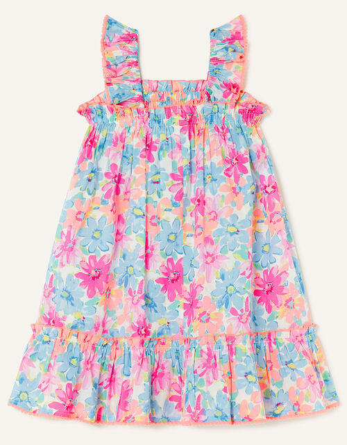Fluorescent Flower Pom-Pom Dress , Pink (PINK), large