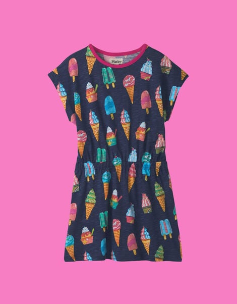 Hatley Ice Cream T-Shirt Dress, Blue (BLUE), large