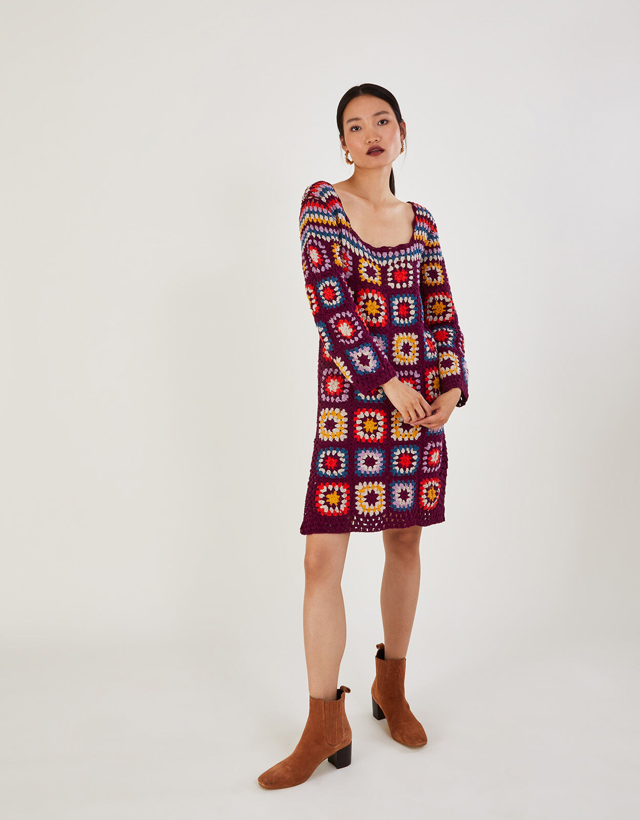 Hand Crochet Patchwork Dress Multi