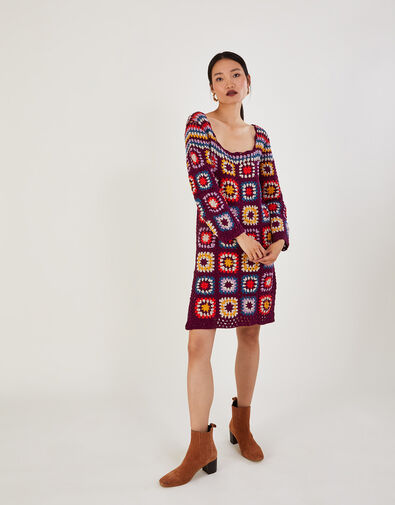 Hand Crochet Patchwork Dress Multi, Multi (MULTI), large