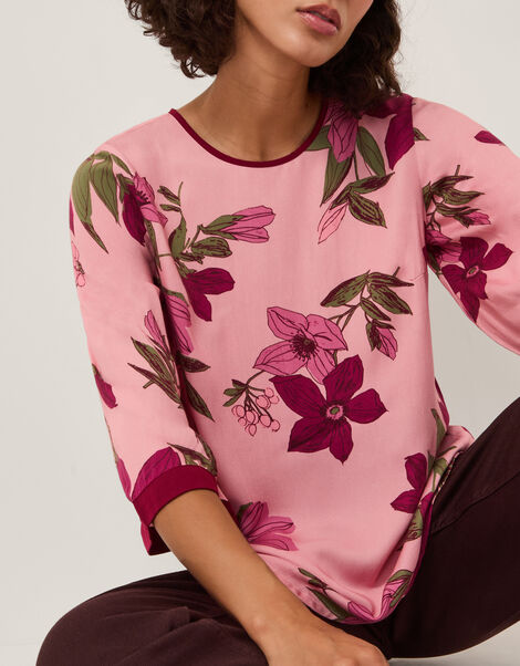 Clemmie Floral Print Top, Pink (PINK), large