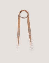 Enid Embellished Tassel Skinny Scarf, , large