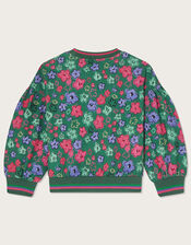 Flower Print Sweater, Green (GREEN), large