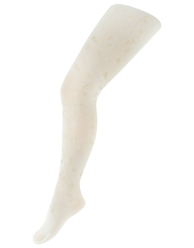 Butterfly and Flower Tights, Ivory (IVORY), large