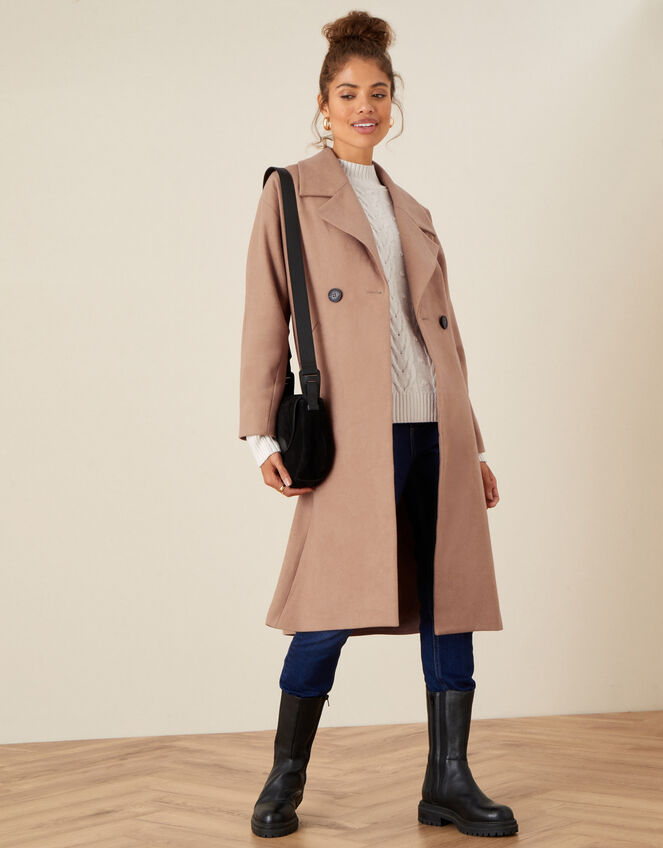 Lilian Longline Coat in Wool Blend, Camel (CAMEL), large