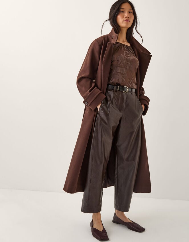 Dua Floral Devore Blouse, Brown (CHOCOLATE), large