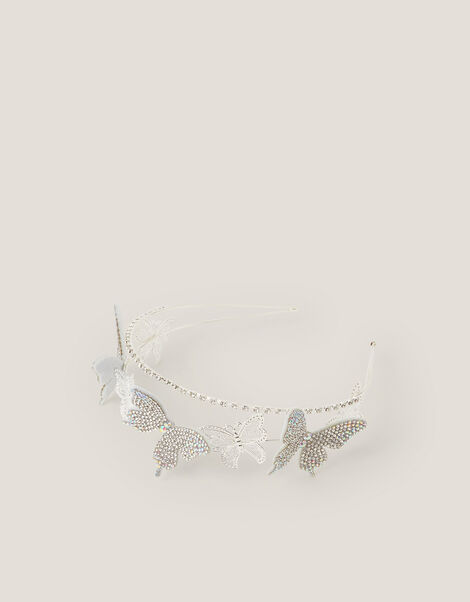 Diamanté Butterfly Headband, , large