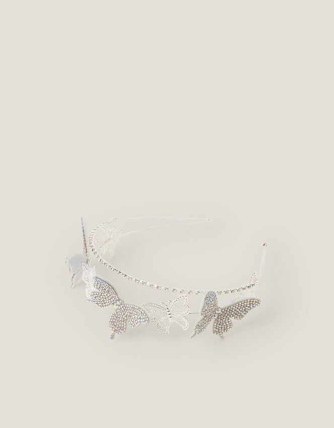 Diamanté Butterfly Headband, , large