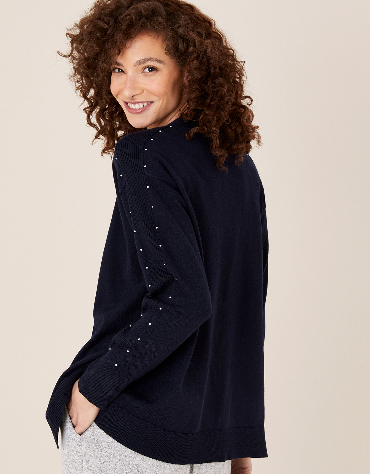 Gem Sleeve Cardigan Blue