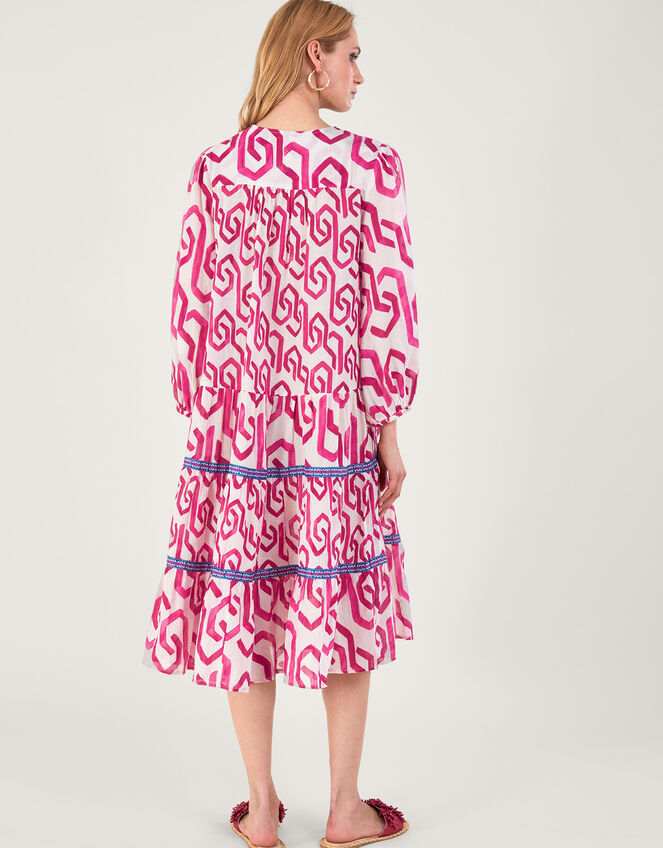 Geometric Print Kaftan Dress, Pink (PINK), large