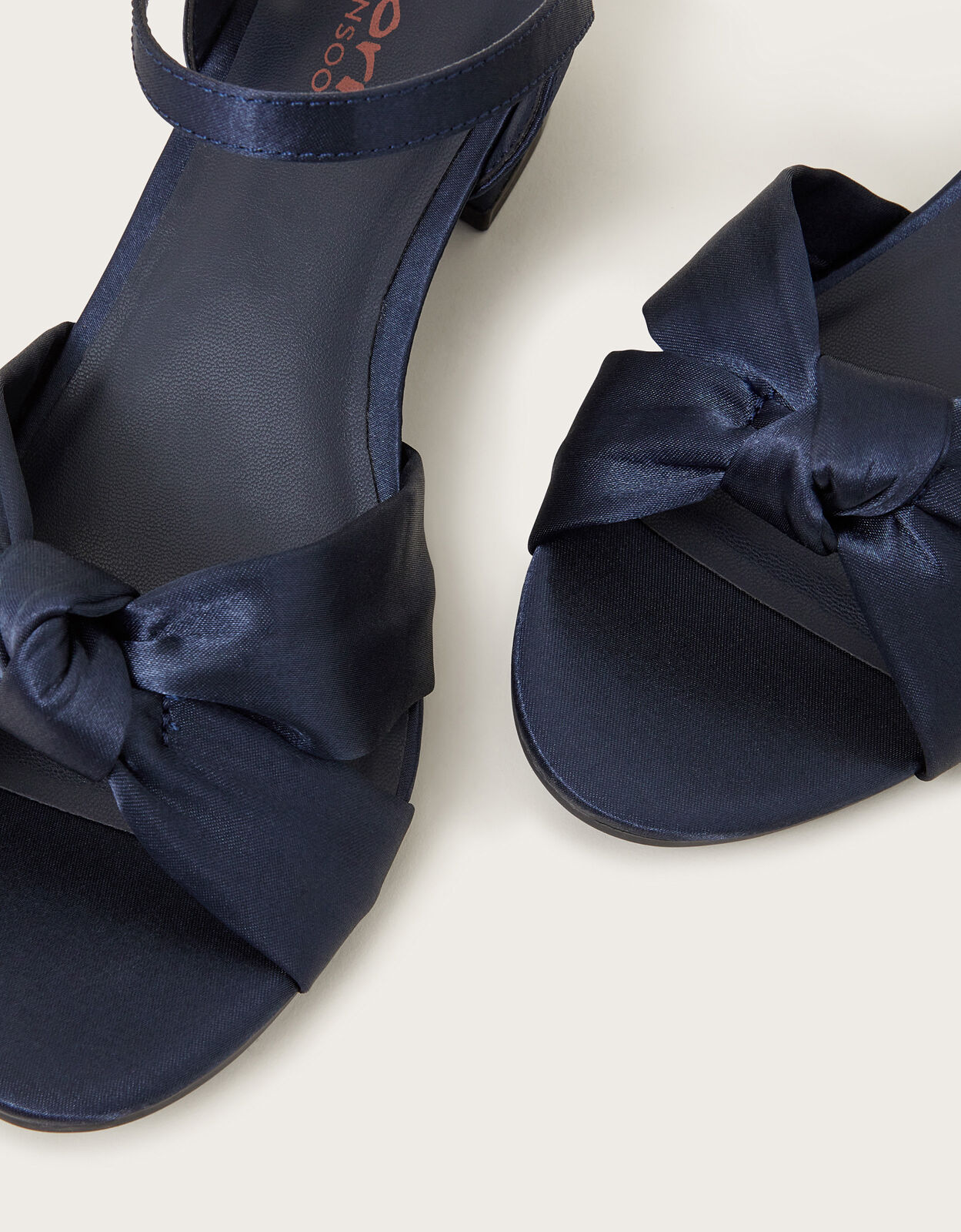 Satin Twist Heeled Sandals Blue
