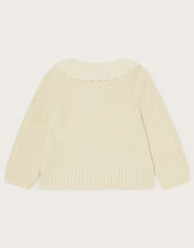 Baby Floral Collar Cardigan, Cream (CREAM), large