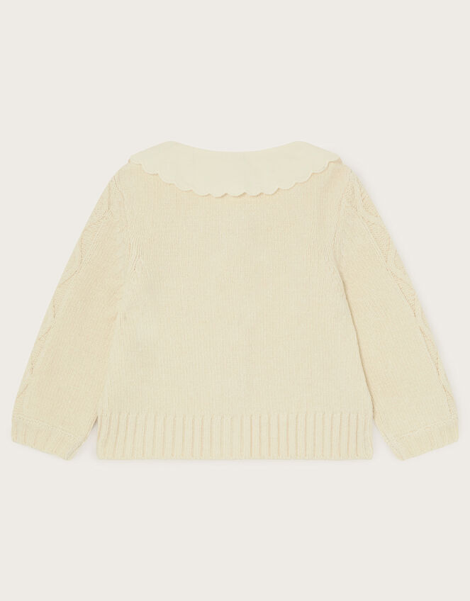 Baby Floral Collar Cardigan, Cream (CREAM), large