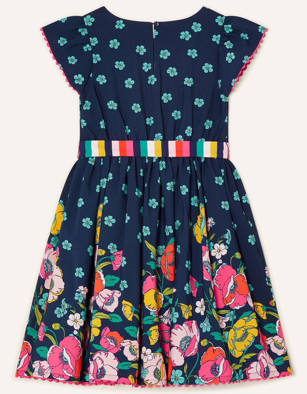Geo Border Floral Dress Blue Girls Dresses Monsoon Global
