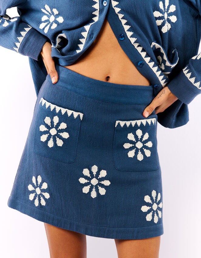 Wild Nona Woven Mini Skirt, Blue (BLUE), large