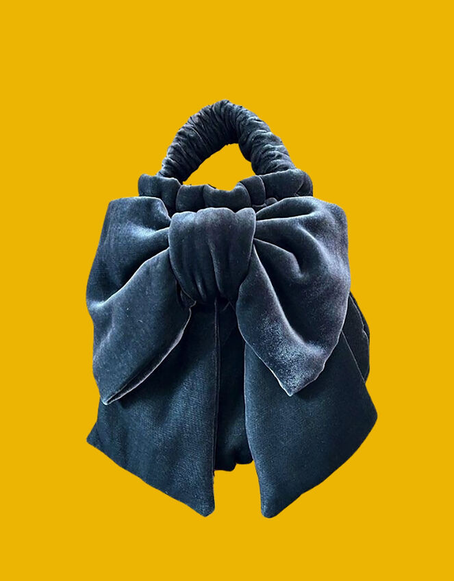 Maison M Velvet Bow Bag, Blue (INDIGO), large