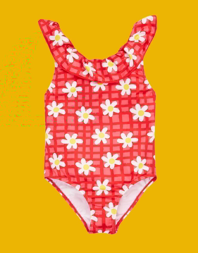 Frugi Amelia Daisy Print Swimsuit, Pink (PINK), large