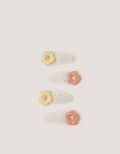 4-Pack Mini Daisy Broderie Hair Clips, , large