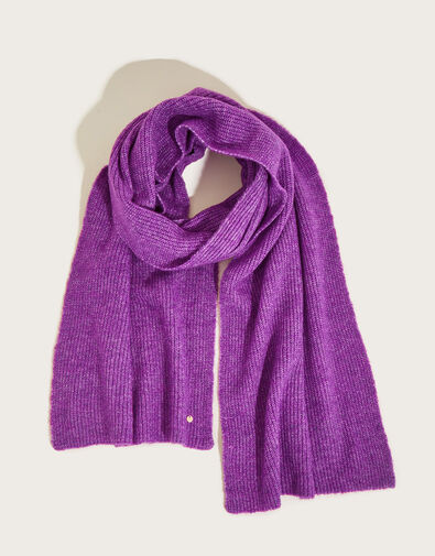 Super Soft Knit Scarf with Recycled Polyester Purple, Purple (PURPLE), large