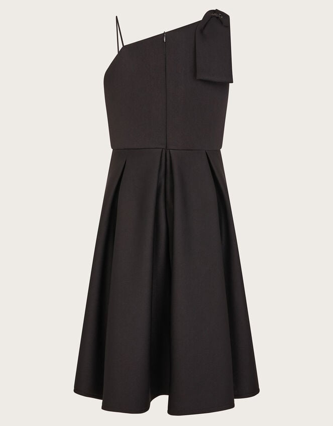 Nina Asymmetrical Bow Strap Prom Dress, Black (BLACK), large