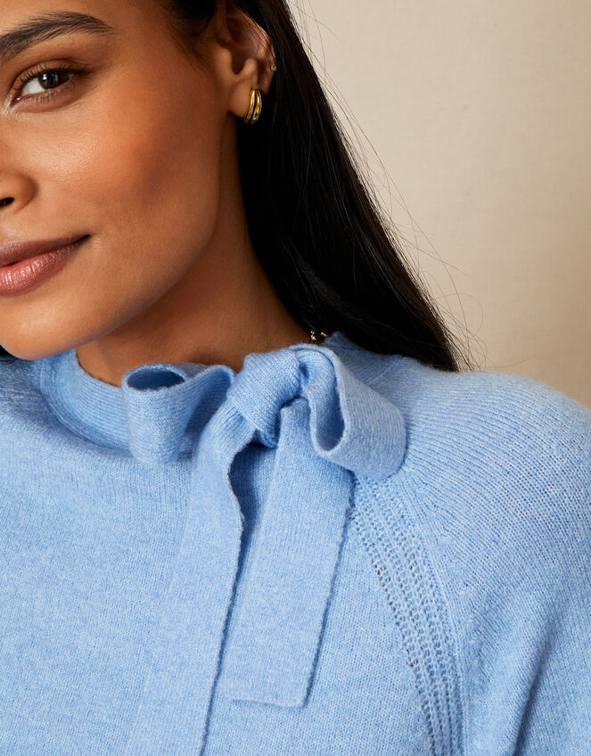 Cosy Tie Neck Jumper, Blue (BLUE), large
