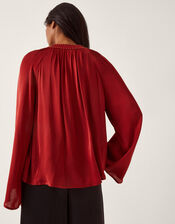 Arlette Frill V-Neck Blouse, Red (BURGUNDY), large