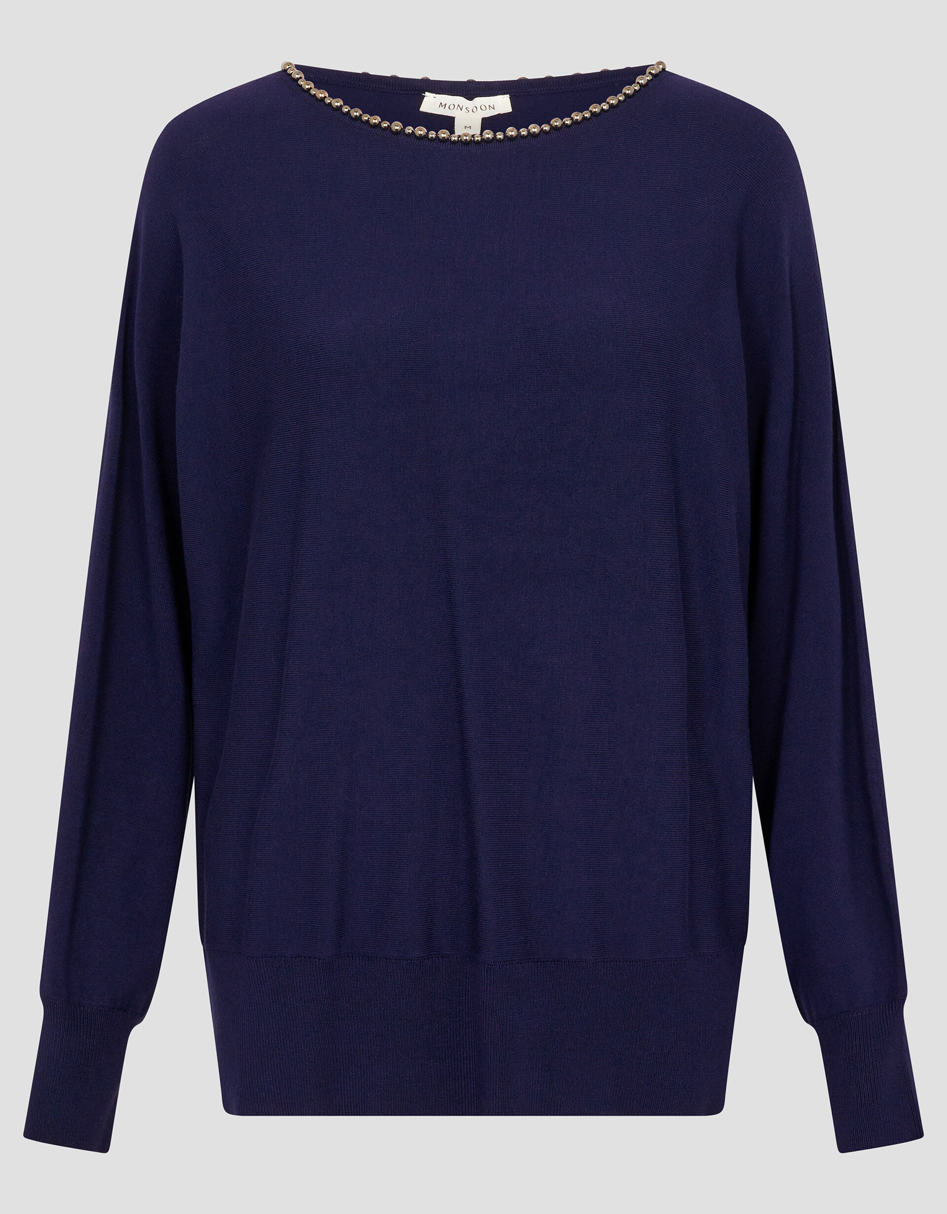 Bliss Bead Neck Jumper Blue
