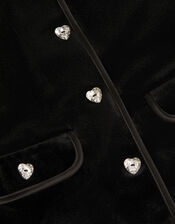 Heart Button Velvet Jacket, Black (BLACK), large