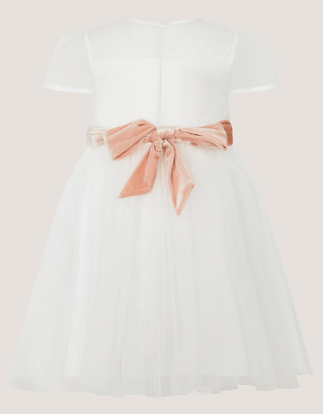 Baby Velvet Bow Party Dress, Ivory (IVORY), large
