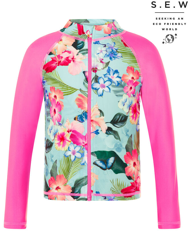 Fergie Floral Sunsafe Top with Recycled Polyester, Blue (TURQUOISE), large