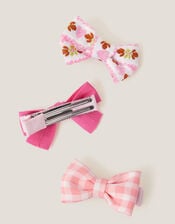 3-Pack Mix Bow Hair Clips, Pink (PINK), large