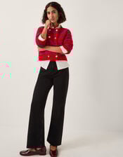 Starla Stripe Double Breasted Cardigan, Red (RED), large