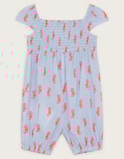 Baby Smocked Seahorse Romper, Blue (BLUE), large
