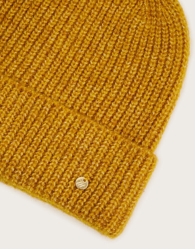 Super Soft Knit Beanie Hat with Recycled Polyester, Yellow (OCHRE), large