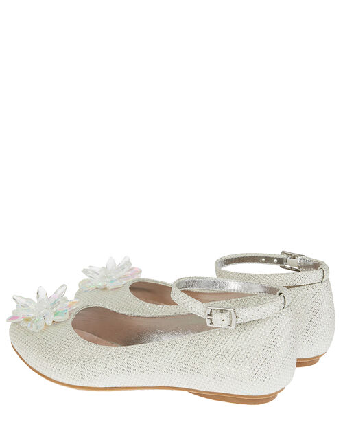 Crystal Shimmer Ballerina Flats Silver