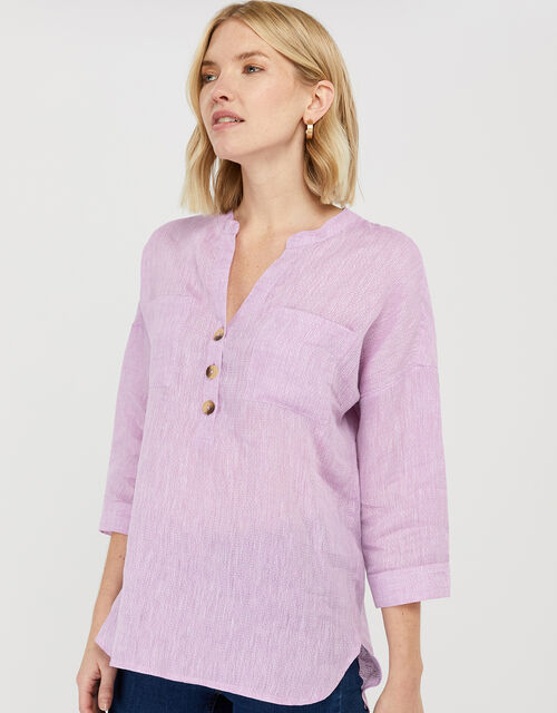 Biana Lightweight Blouse in Pure Linen Purple | Tops & T-shirts ...