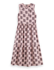 Scotch & Soda Sleeveless Feather Print Midi Dress, Pink (PINK), large