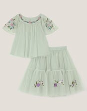 Amina Floral Tulle Top & Skirt Set, Green (SAGE), large
