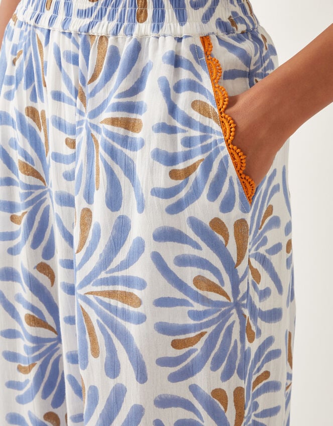 Cece Woodblock Print Harem Pants, Blue (BLUE), large