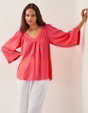 Chloe Relaxed Crinkle Blouse, Orange (CORAL), large