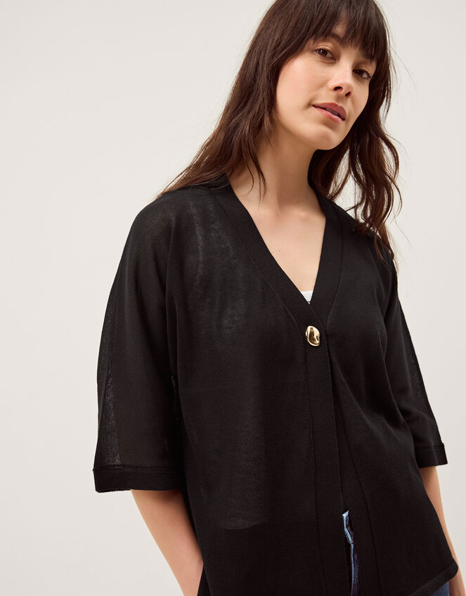 Bath Short Sleeve Cardigan, Black (BLACK), large