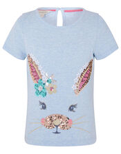 Sequin Bunny T-Shirt, Blue (BLUE), large
