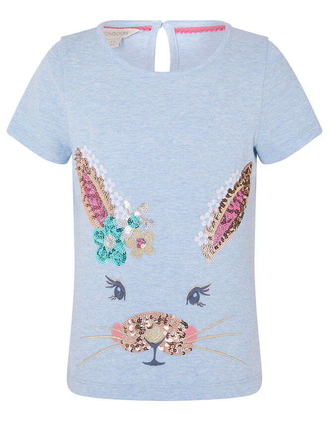 Sequin Bunny T-Shirt, Blue (BLUE), large