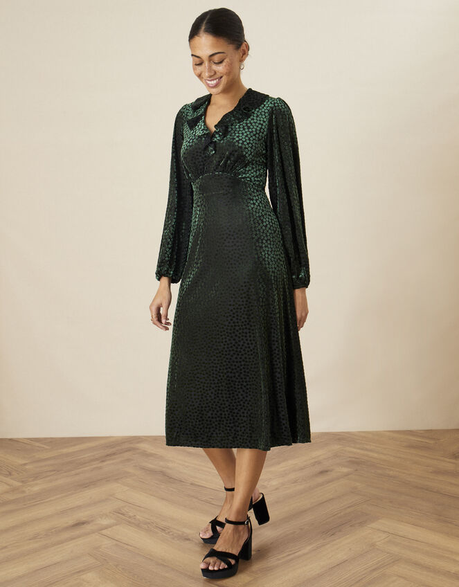 Kim Spot Midi Dress Green Work Dresses Monsoon Global.