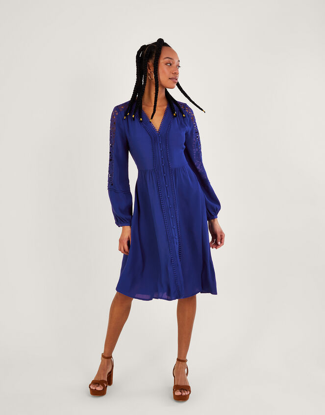 Hope Lace Trim Dress with LENZING™ ECOVERO™ , Blue (COBALT), large