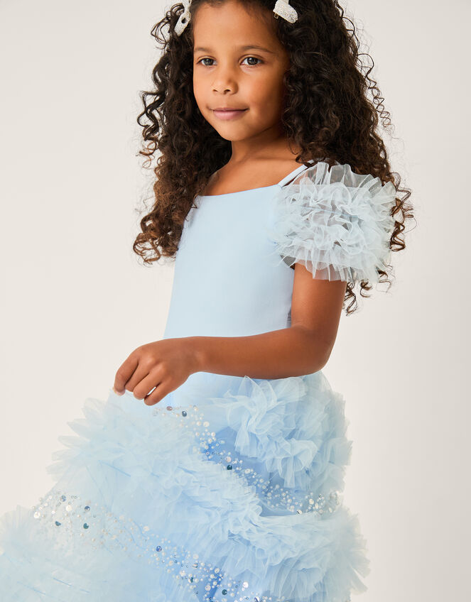 Nyla Embellished Ruffle Party Dress, Blue (PALE BLUE), large