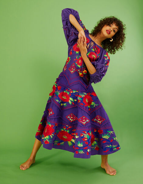 Meryl Embellished Midi Dress Purple, Purple (PURPLE), large